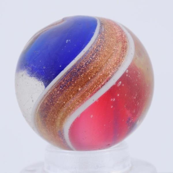RED & BLUE RIBBON LUTZ MARBLE.                    