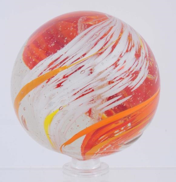 OUTSTANDING LARGE BANDED TRANSPARENT SWIRL MARBLE 