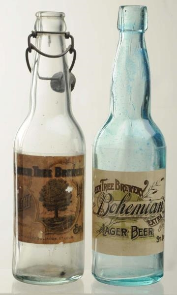LOT OF 2: PRE-PROHIBITION GREEN TREE BEER BOTTLES 