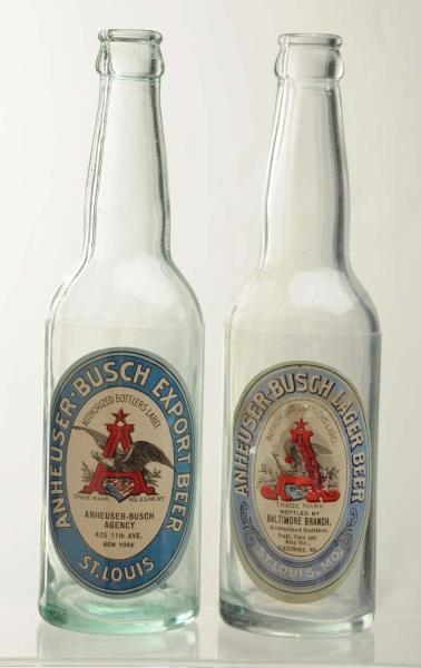LOT OF 2: PRE-PROHIBITION ANHEUSER-BUSCH BOTTLES. 