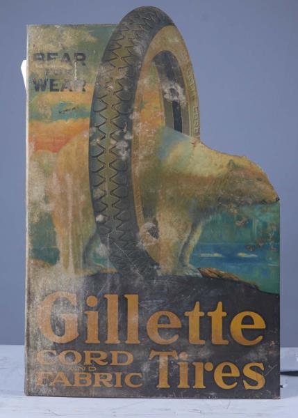 RARE GILLETTE CORD AND FABRIC TIRES FLANGE SIGN   