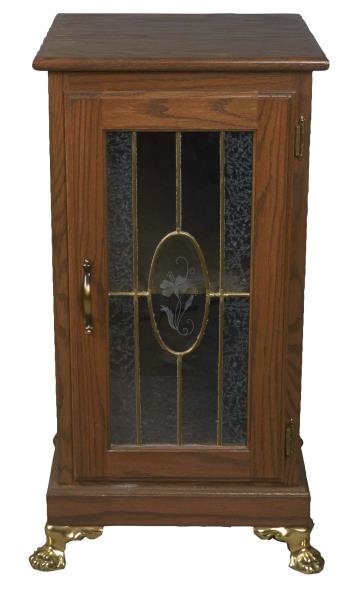 CLAW FOOT SLOT MACHINE STAND WITH STAINED GLASS   