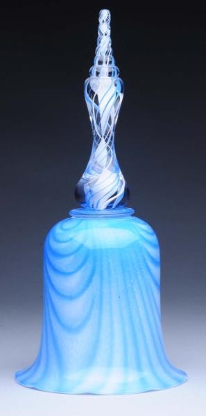 PAIRPOINT BLUE & WHITE SWIRLED GLASS BELL.        