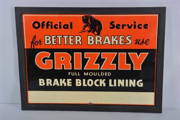 GRIZZLY SINGLE SIDED TIN EMBOSSED SIGN            