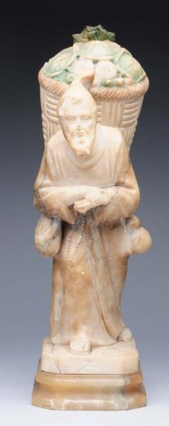 MARBLE FIGURE OF MAN CARRY BASKET WITH WOMAN.     