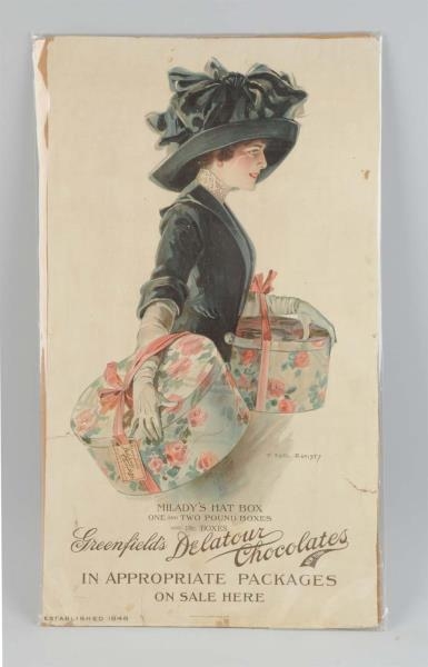 1911 GREENFIELDS CHOCOLATES PAPER POSTER.        