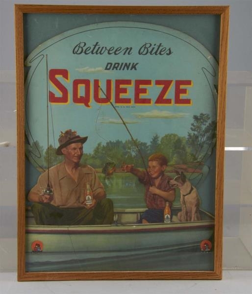 DIE CUT SQUEEZE SODA FISHING THEMED SIGN          