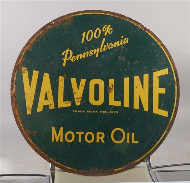 ROUND VALVOLINE MOTOR OIL TIN SIGN                