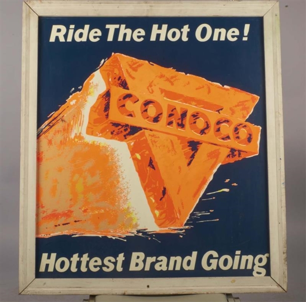 CONOCO RIDE THE HOT ONE SIGN IN FRAME             