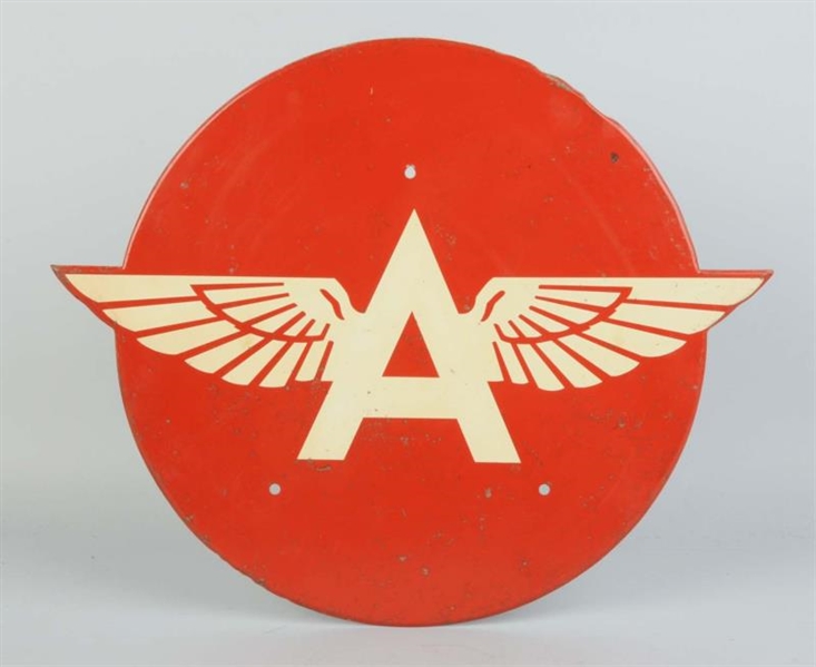 SINGLE SIDED TIN SIGN FLYING "A" WITH LOGO.       