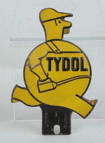 TYDOL OIL CAN MAN LICENSE PLATE ATTACHMENT SIGN.  
