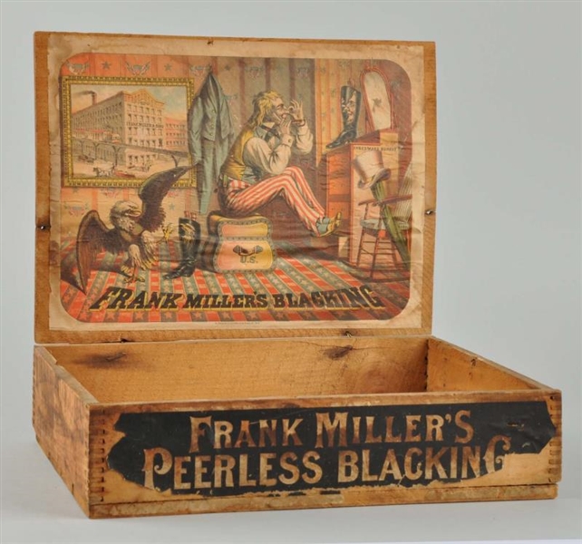 MILLERS BLACKING BOX WITH UNCLE SAM.             