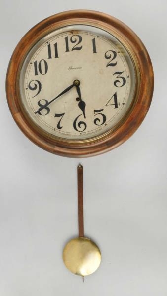 WOODEN ANSONIA HANGING WALL CLOCK.                