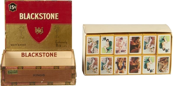LOT OF 72 NOS PINUP NUDE PLAYING CARDS, CIGAR BOX 