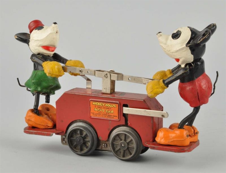 MICKEY MOUSE WIND - UP HAND CAR.                  