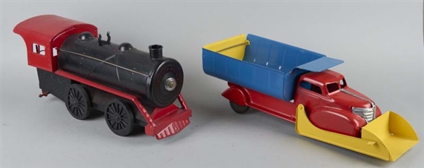 LOT OF 2: PRESSED STEEL TRAIN AND TRUCK TOYS      