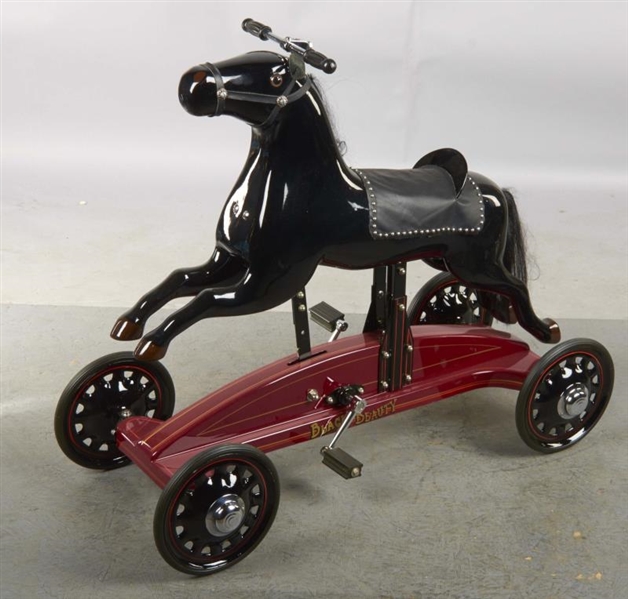 RESTORED BLACK BEAUTY CHILDS HORSE PEDAL TOY     
