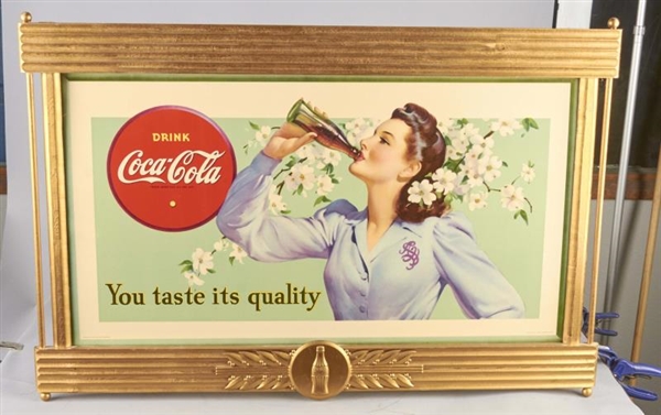 COCA COLA ADVERTISEMENT IN GOLD FRAME             
