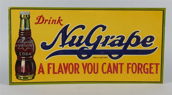 NUGRAPE SODA EMBOSSED TIN ADVERTISING SIGN        