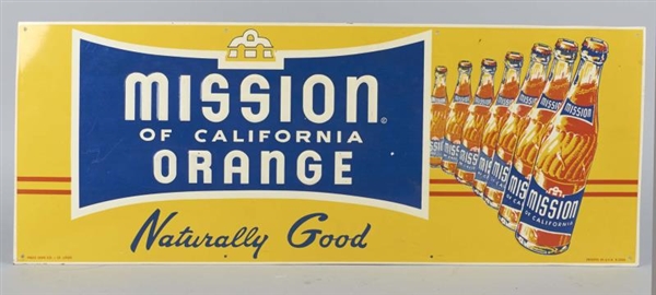 MISSION SODA EMBOSSED TIN ADVERTISING SIGN        