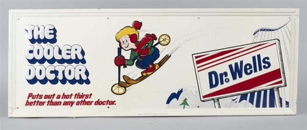 DR. WELLS SODA EMBOSSED TIN ADVERTISING SIGN      