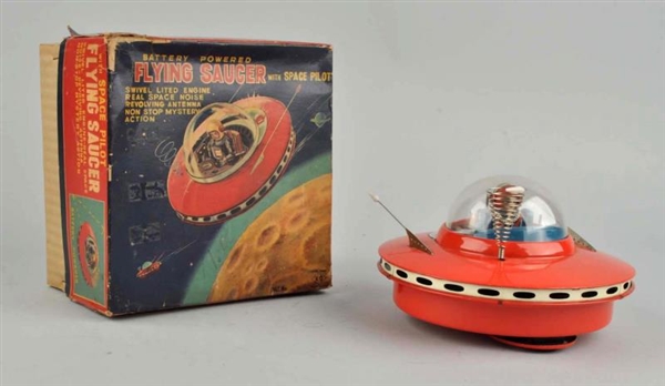 JAPANESE BATTERY-OPERATED TIN LITHO FLYING SAUCER.
