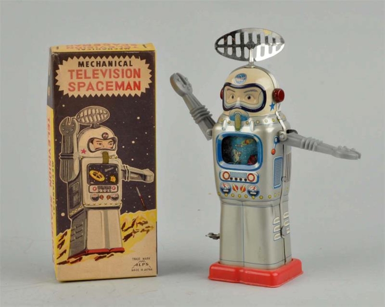 JAPANESE TIN LITHO WIND-UP TELEVISION SPACEMAN.   
