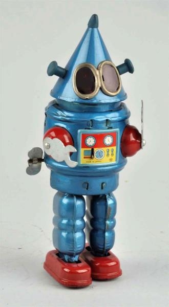 JAPANESE TIN LITHO WIND-UP "CONE HEAD" ROBOT.     