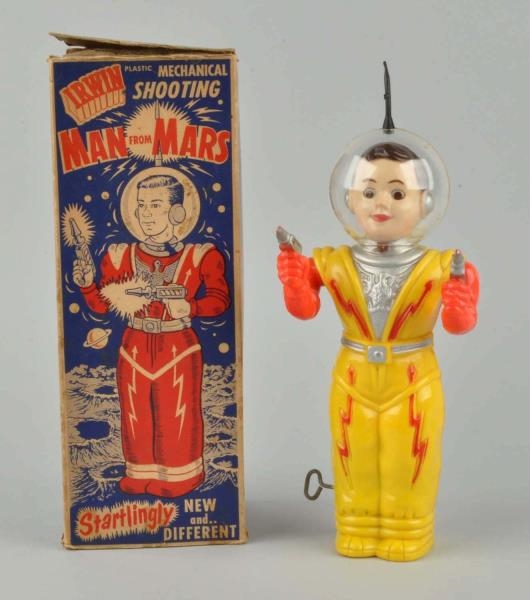 IRWIN PLASTIC MECHANICAL MAN FROM MARS SPACE TOY. 