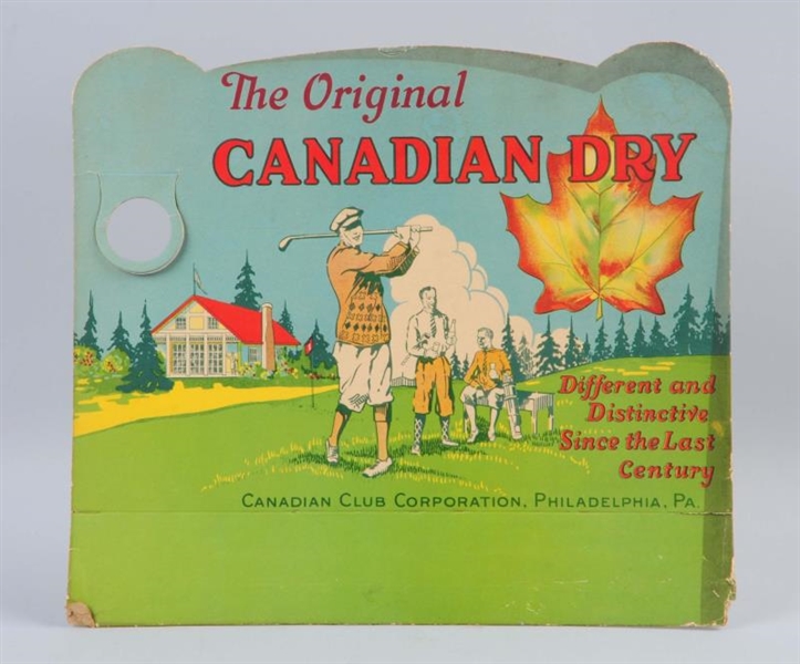 CANADA DRY CARDBOARD BOTTLE DISPLAY - GOLFER.     