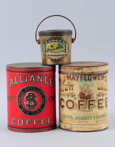 LOT OF 3: ADVERTISING PRODUCT TINS.               