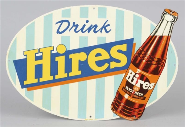 HIRES ROOT BEER OVAL DIE-CUT TIN LITHO SIGN       