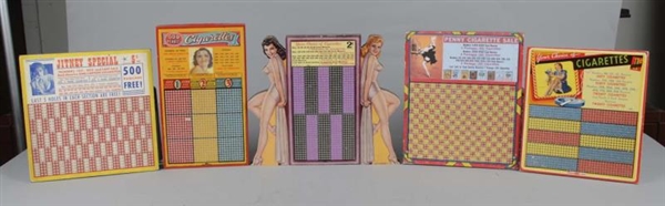 LOT OF 5: UNUSED PIN-UP GIRL CIGARETTE PUSH BOARDS