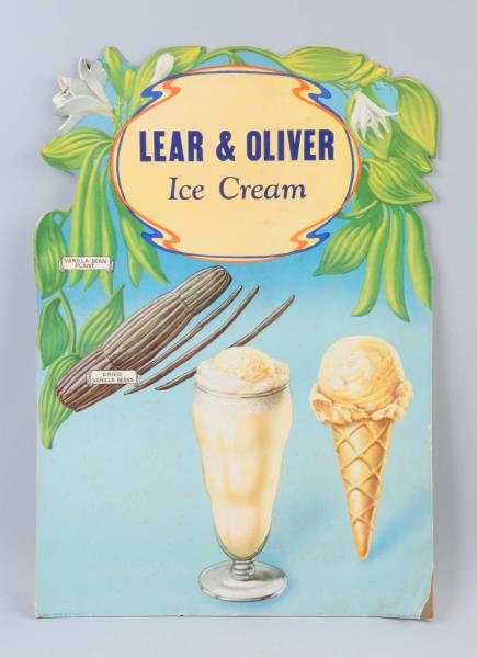 LARGE DIE CUT LEAR & OLIVER ICE CREAM SIGN.       