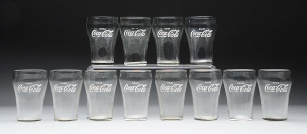LOT OF 12: 1940S SMALL COCA - COLA GLASSES.       