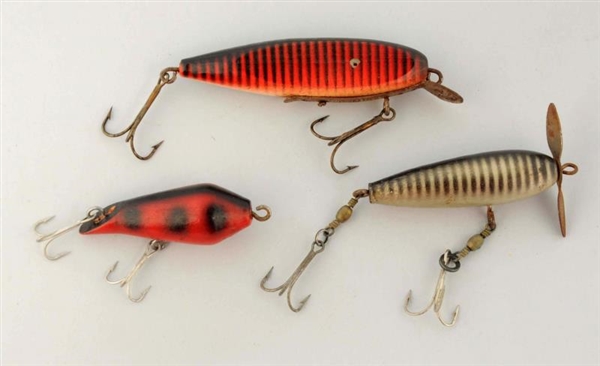 LOT OF 3: SCARCE FRED KEELING BAITS, ROCKFORD, IL.