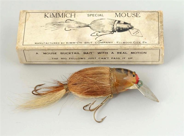 KIMMICH BUCKTAIL MOUSE AND PICTURE BOX.           