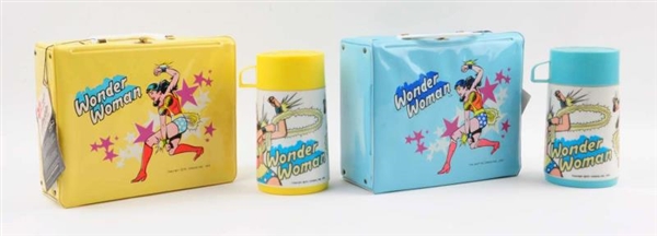 LOT OF 2: WONDER WOMAN VINYL LUNCHBOXES & THERMOS 