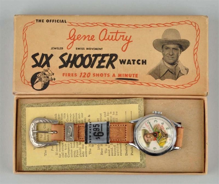 GENE AUTRY SIX SHOOTER WRIST WATCH.               