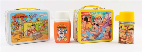 LOT OF 2: FLINTSTONE LUNCHBOXES AND THERMOSES.    