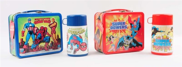 LOT OF 2: 1980S SUPER HERO LUNCHBOXES & THERMOSES.