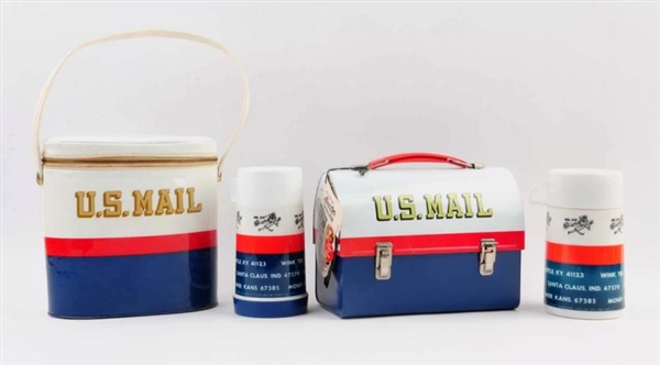 LOT OF 2: U.S MAIL LUNCHBOXES WITH THERMOSES.     