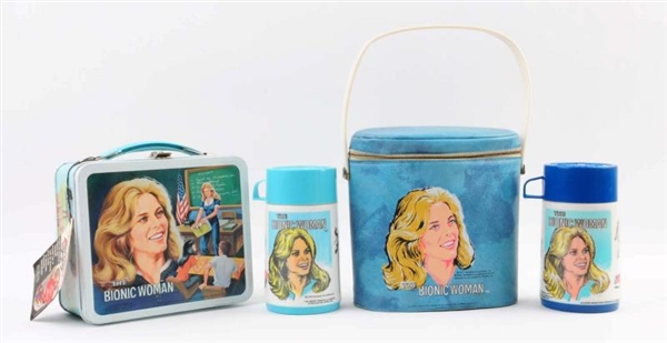 LOT OF 2: BIONIC WOMAN LUNCHBOXES WITH THERMOSES. 