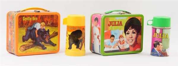 LOT OF 2: 1960S LUNCHBOXES WITH THERMOSES.        