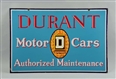 RARE DURANT MOTOR CARS DOUBLE SIDED PORCELAIN SIGN