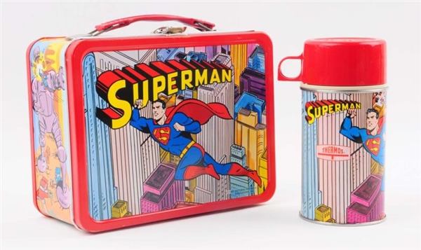 1967 SUPERMAN LUNCHBOX WITH THERMOS.              