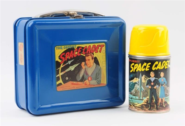 1952 TOM CORBETT SPARE CADET LUNCHBOX AND THERMOS.