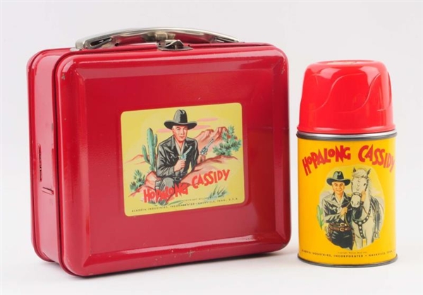 1950 HOPALONG CASSIDY LUNCHBOX AND THERMOS.       