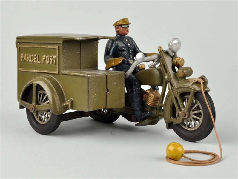 CAST IRON HUBLEY PARCEL POST MOTORCYCLE.          