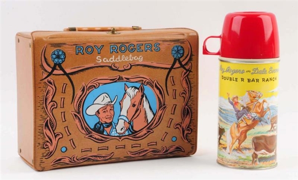 ROY ROGERS SADDLEBAG VINYL LUNCHBOX WITH THERMOS  